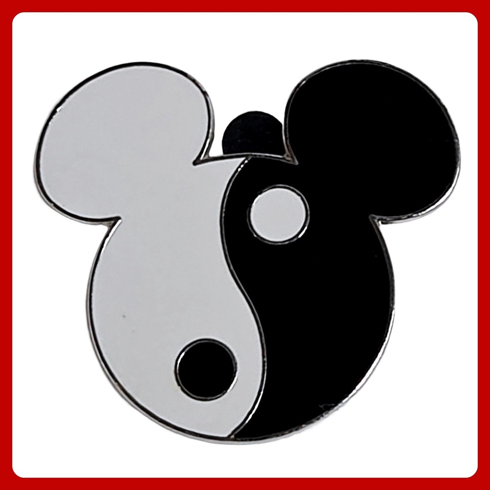 Disney Mickey Mouse Yin Yang Pin 2007 Official Trading Enamel Icon Black White